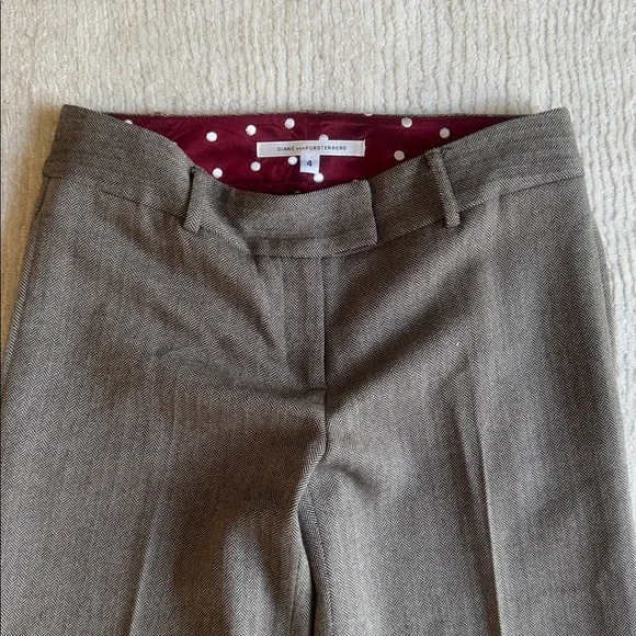 DIANE VON FURSTENBERG Kathlene Brown Wide-Leg Trousers Pants size 4 - Picture 2 of 4